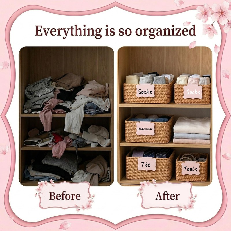 12 PCS Basket Labels Clip On, Removable Clip on Labels