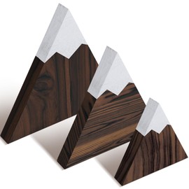 3 Pcs 3 Size Mountain Shelf Decor Mountain Wooden Sign Farmhouse Wood Mountain Decor Woodland Nursery Decor Travel Adventure Mountain Table Centerpiece for Home Farmhouse(Coffee)