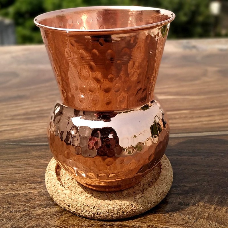ANCIENT IMPEX Hammered Copper Tumbler with Coaster | Traveller's Copper