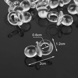 HEALLILY Acrylic Baby Pacifier Baby Shower Table Scatter Mini DIY Pacifier Ornament for Baby Shower Decoration 50Pcs (Transparent White)