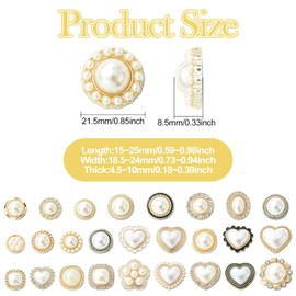 Stiesy - 52 perlas de imitación de plástico ABS, abalorio de resina con botones de espalda plana con borde dorado, adornos de perlas para mujer, accesorios de manualidades, funda de teléfono para