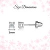 Sterling Silver Round Clear CZ Stud Earrings with Screw back