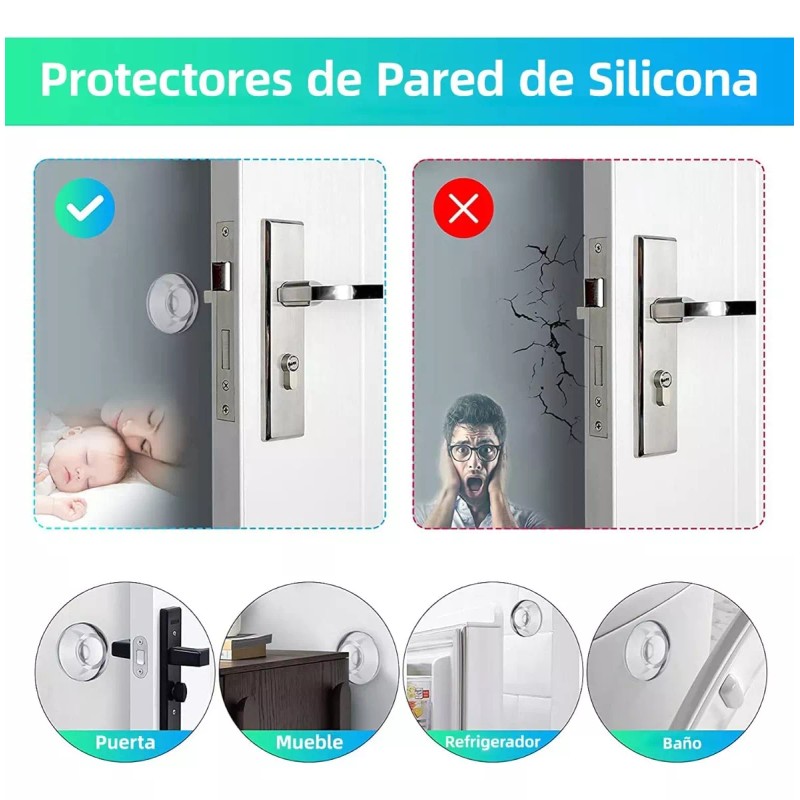 GAMAFOCUS Protector De Pared Tope De Silicona Para Puerta 9