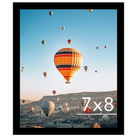 JCJMY 7x8 Picture Frame Black for Wall Hanging or Tabletop, Wall Mounting Horizontally or Vertically, 7 x 8 Wall Gallery Poster Photo Frame with Shatter Resistant Plexiglass, Black
