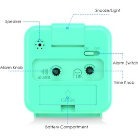 AMIR Analog Alarm Clock, Silent Non Ticking Small Clock, Travel Alarm Clock with Snooze & Light, Ascending Beep Sounds, Battery Operated Loud Alarm Clock for Bedroom, Bedside, Desk