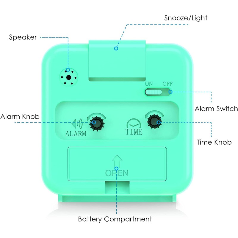 AMIR Analog Alarm Clock, Silent Non Ticking Small Clock, Travel