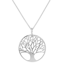 925 Solid Sterling Silver Tree Of Life Pendant With 18" Sterling Silver Curb Chain Gift Boxed
