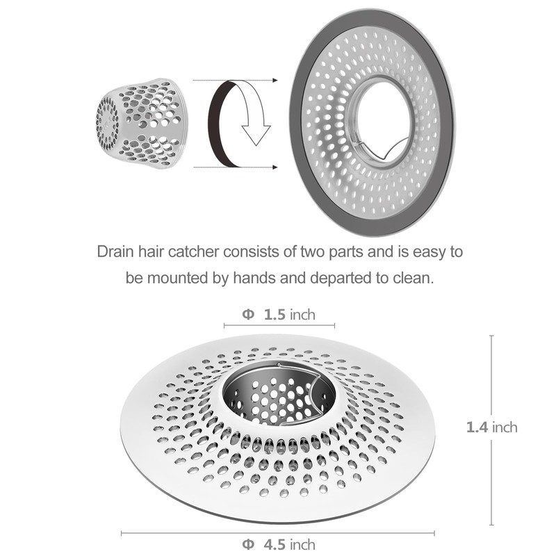 LEKEYE Shower Drain Hair Catcher/Bathroom Drain Cover/Bathtub Drain Strainer/Shower Stall