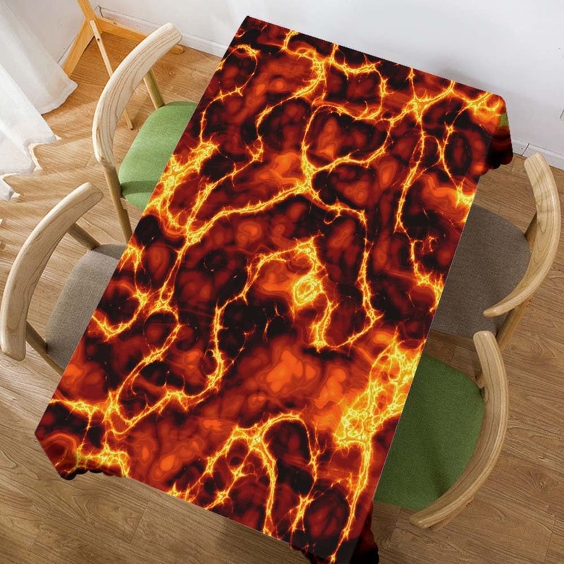 Walmsco Tablecloth Red flame Decor For Dining Room Kitchen Rectangular