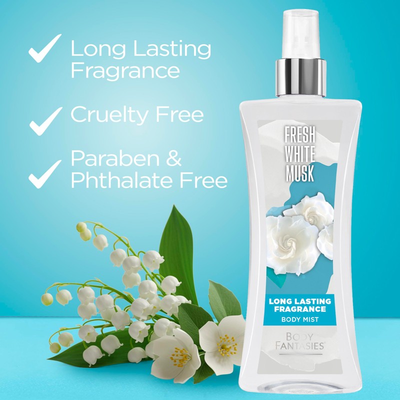 Body Fantasies Signature Fragrance Body Spray, Fresh White Musk, 8