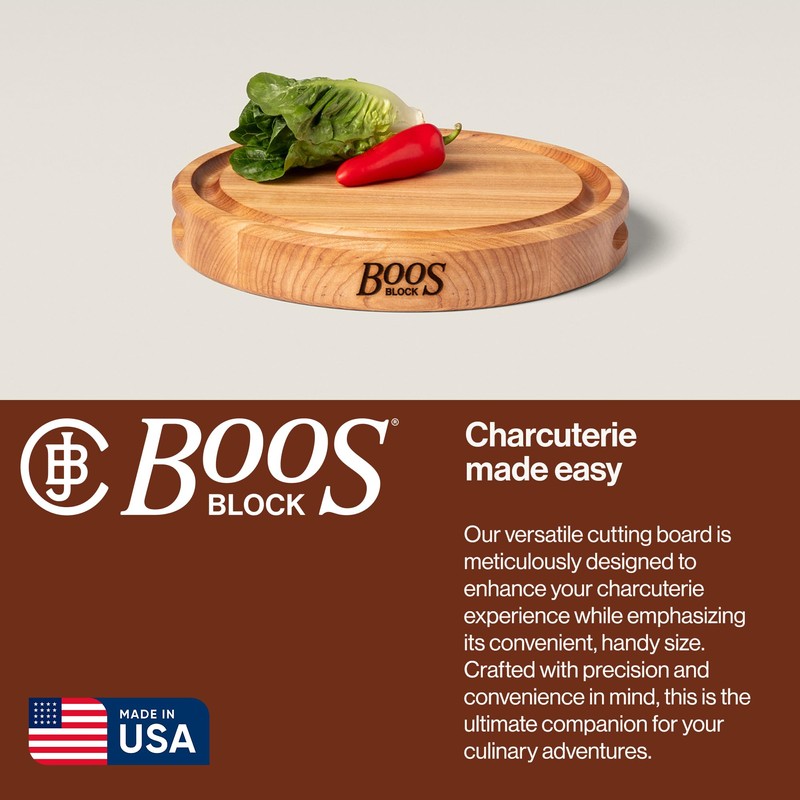 John Boos CB Series Round Wooden Maple Cutting Board 12”x12”