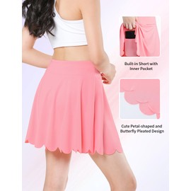 Hvididan Skorts for Girls Tennis Skirt with Shorts Size 10-12 Pink Skirt for Girls with Pocket Flowy Butterfly Pleated Athletic Golf Uniform Cheer Skort Toddler Kids