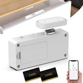 eLinkSmart Cerradura inteligente para gabinete, cerraduras adhesivas magnéticas ocultas sin necesidad de taladrar para bebés, cerraduras de cajones a prueba de niños, cerraduras sin llave RFID