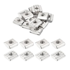 sourcing map 12Pcs M6 T Nut Tee Sliding Slot Nuts, T-Slot Nut Hammer Nut Block Square Nuts Fastener Carbon Steel Nickel Plated for Aluminum Extrusion Profile 3030 Series
