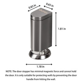 VACNEA Magnetic Door Stopper No Drilling Door Stop Wall&Wallpaper Protect Height Adjustable Door Holder Keep Door Open with Screws and Adhesive Pads, 2 Pack, Grey