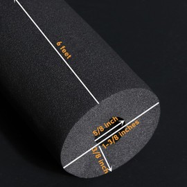 binifiMux 4 Pieces 5/8" I.D. Pipe Insulation,5/8" ID x 3/8" Thick. x 1-3/8" OD x 6 FT Foam Tubing for AC Unit, Guitar Stands, Exercise Machine Handle and Roof Rack