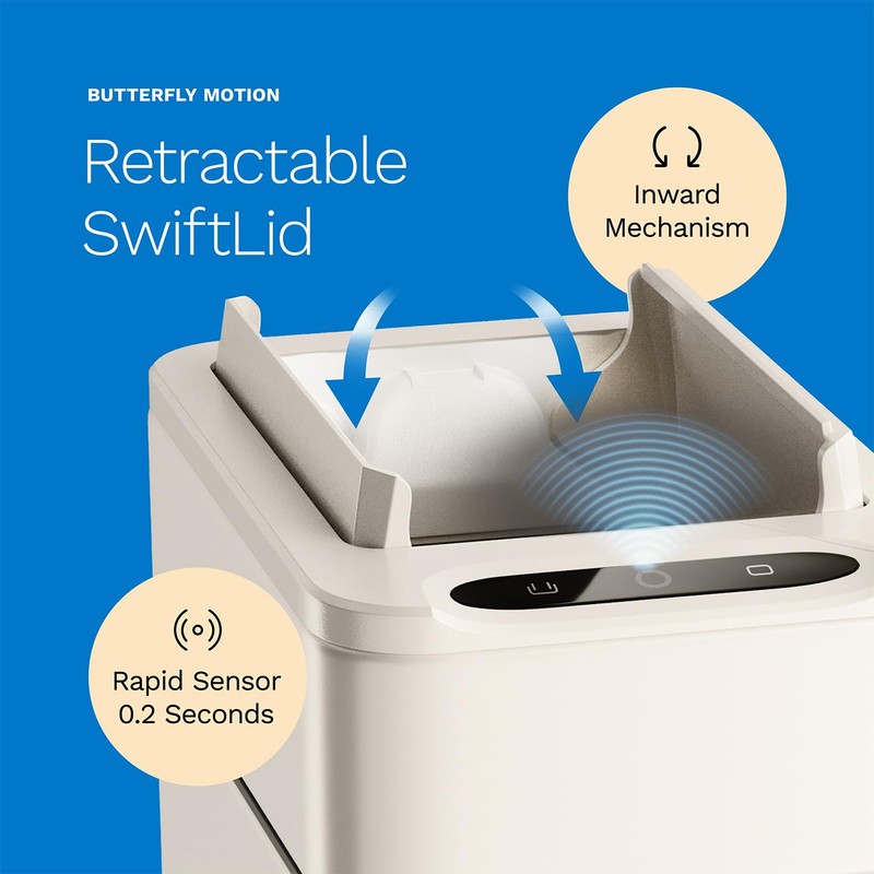 hOmeLabs Durable 2.4 Gallon Sensor Trash Can, Retractable Butterfly Lid,