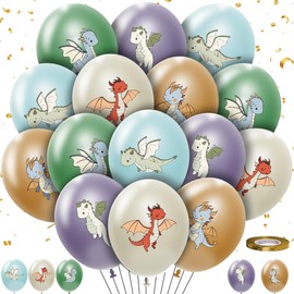 HYOWCHI 50Pcs Dragon Party Balloons Decorations for Birthday Baby Shower, Magic Little Dragon Birthday Latex Balloons Supplies Set for Kids