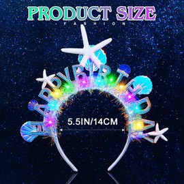 ACEDRE Light Up Mermaid Crown Birthday Headband Glowing Starfish Costume Hair Accessories for Women
