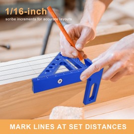 Upgraded 3D Multi-Angle Square Carpenter Ruler, Hole Scribing Woodworking Ruler 22.5-90 Degree, Accurate Sturdy Aluminum Alloy Carpenter Square