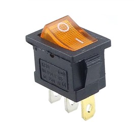 AMSH 1PCS KCD1 2PIin 3Pin Boat Car Rocker Switch 6A/10A 250V/125V AC Red Yellow Green Blue Black Button KCD1 (Color : Yellow 3PIN lamp)