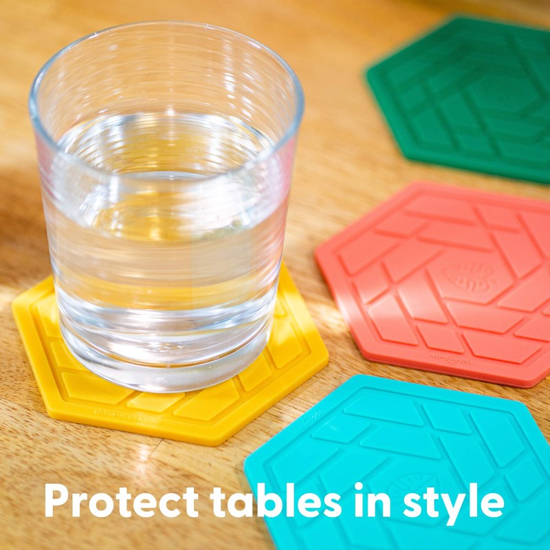 Shinemade Silicone Drink Coasters Set of 4,Flexible & Heat-Resistant -