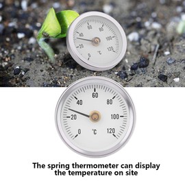 TS-W50A Spring Thermometer 63mm 0-120° Bimetal Temperature Pipe Thermometer Waterproof IP55 Aluminum Clamp-On Thermometer