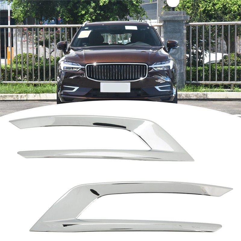 2PCS Front Fog Light Trim Silver Decoration Anti Fading Exterior