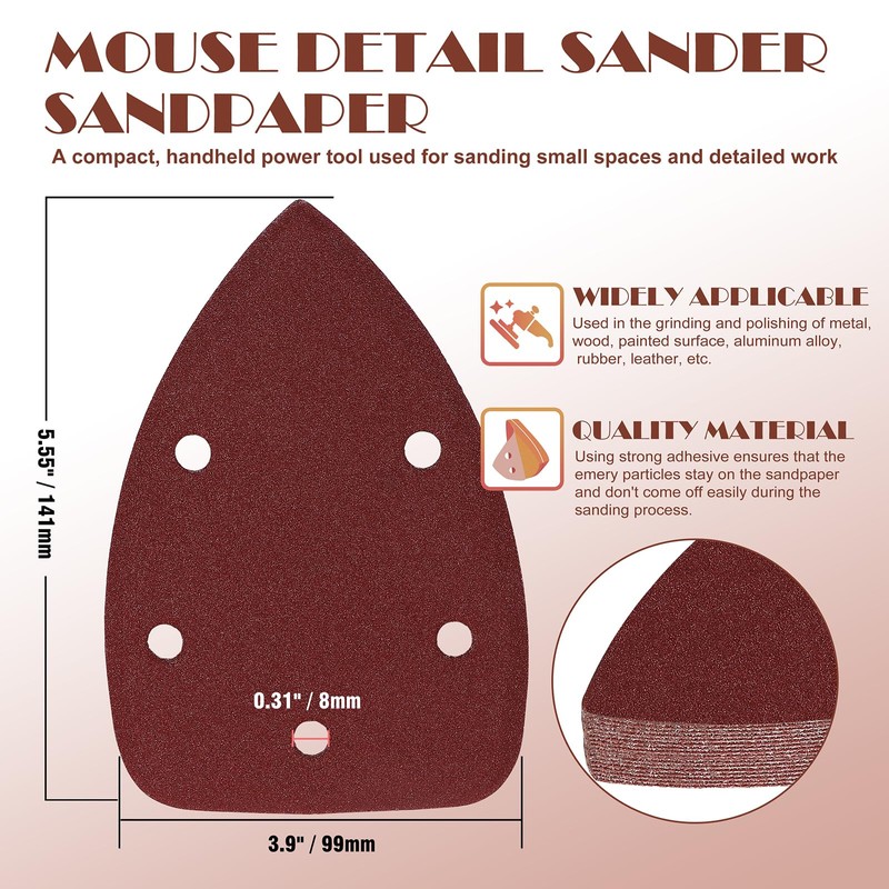 120 Grit Mouse Sander Sandpaper, Jamiikury 5 Hole Detail Sander