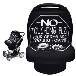Metplus Car Seat Covers for Babies, Metplus Infant Carseat Canopy Nursing Breastfeeding Cover, Stretchy Carrier Cover for Stroller Shopping Cart, Newborn Boys Girls Shower Gift - No Touching Sign