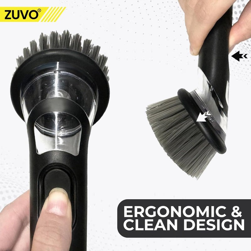 Soap Dispensing Scrubbing Brush with Handle - Efficient Washing Up