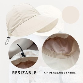 GVSAVY 1pcs Beige Women's Sun Visor Hat with 1 Pair of Sun Protection Sleeve Sleeves, Sun Protection Beach Hat, Outdoor Wide Brim Hat, Can Be Used for Camping, Travelling, Fishing, Shopping
