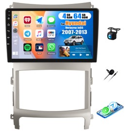 [4+64G] Android 13 Car Stereo for Hyundai Veracruz ix55 2007-2013 with Wireless Carplay&Android Auto,9 Inch Car Radio with Mirror Link Bluetooth FM/RDS WiFi GPS EQ DSP SWC+AHD Backup Camera