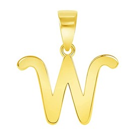 Jewelry America Solid 14k Yellow Gold Mini Uppercase Initial Script Letter Charm Pendant, Yellow Gold