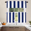 Shrahala Blue Classic Stripe Kitchen Valances, White Half Window Curtain