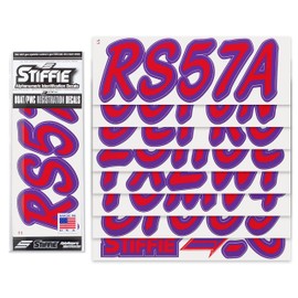 Stiffie STIFFIE Whipline Solid Red/Purple 3" Alpha-Numeric Registration Identification Numbers Stickers Decals for Boats & Personal Watercraft