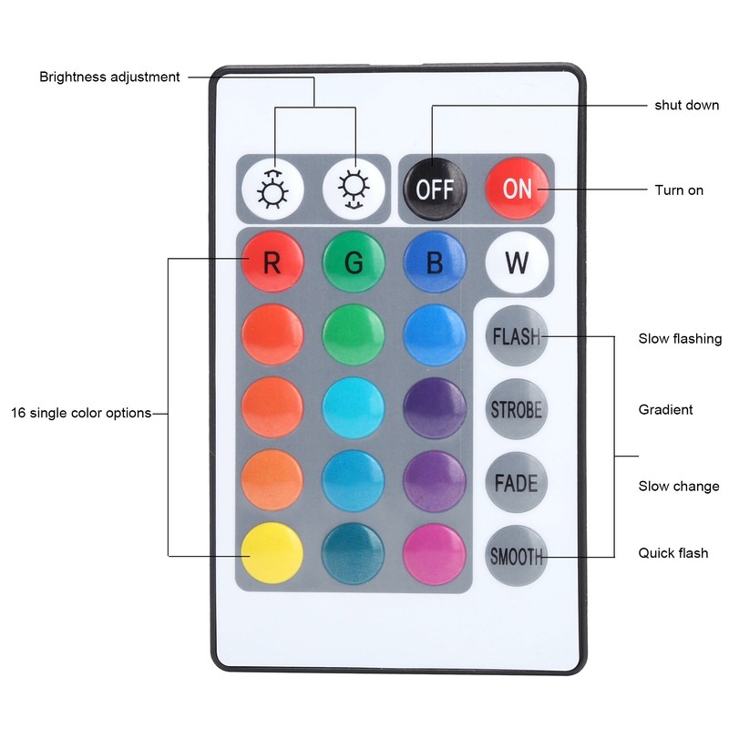 LED 16 Colors Remote Control Night Light USB Charging Waterproof