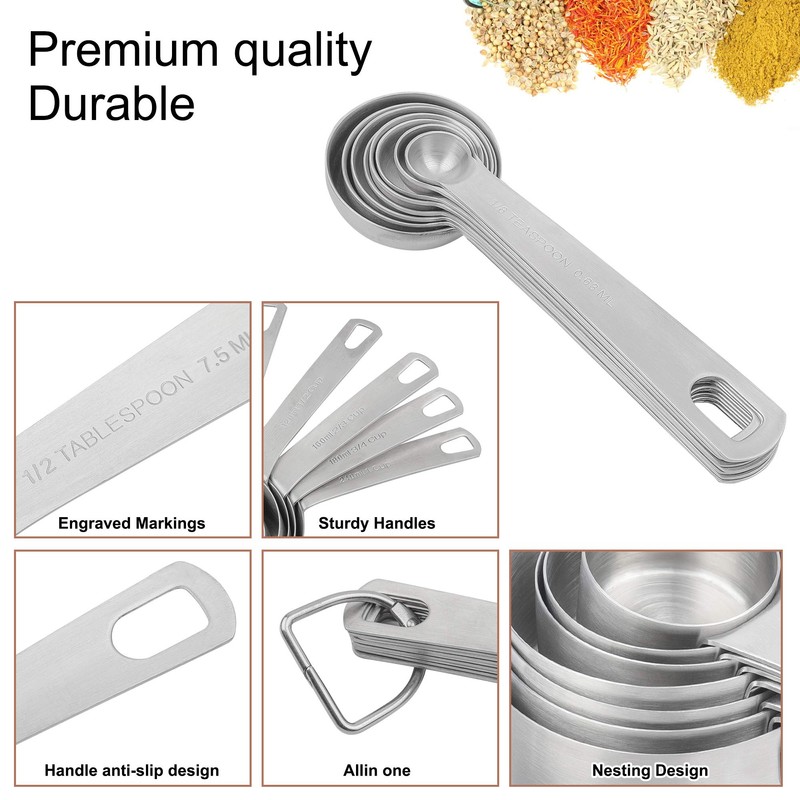 Smithcraft 18/8 Stainless Steel Measuring Cups and Spoons Set, Metric