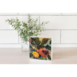 Joyride Home Decor, 1.5" Deep Wood Decorative Word Block Sign, Freestanding for Desks, Countertops or Shelves, Artist Designed, Great Gift (Rose Garden I)