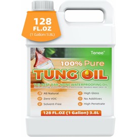 Tenee 128 Oz Pure Tung Oil - A Natural, Food-Grade Product That Enhances and Protects Wood, Serving as a Waterproof Wood Sealer. Ideal for Wooden Projects Like Pet Houses, Garden Boxes, and More.