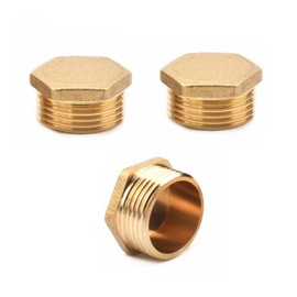 3PCS Garden Hose Cap, Brass Garden Hose Plug Faucet Cap Brass Garden Hose End Plug 3/4 Inch GHT Male Thread Spigot Outer Hex Plug Caps Fittings Hose End Replacement