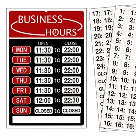 Business Hours Sign,Hours of Operation Signs for Business,Open Sign with Hours,Changeable Store Hours Sign,Ideal Signs for Any Business,Store or Office（8"x 12",Aluminum-Black&Red）