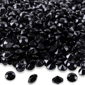 Super Z Outlet Diamond Table Confetti, Vase Filler, Party Decorations for Weddings, Bridal Shower, Birthdays, Home, and more. 2000 Pack of 1 Carat 6.5mm Jewels (Black)