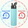 Konokyo 22oz Stainless Steel Bottles with 3 Lids Sport Insulated