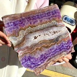 Wholesale Natural Amethyst Agate Slab Carved Polished Stone Ideal for Energy Healing Decoration GiftColor: Purple Amethyst Agate Slab, Size: about 200-300g