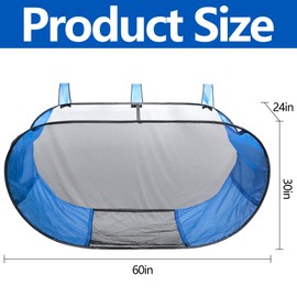 Adnee 60 x 30 x 24 Inches Pop-Up Pool Float Storage Bag,Hanging Mesh Pool Organizer for Fence Pool Side,Foldable Pool Toy Storage Mesh Basket for Floats,Balls,Inflatable Toys and Pool Accessories