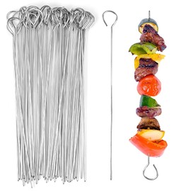 50 Pieces Stainless Steel Kebab Skewers,20cm Kebab Skewers,Metal Skewers for Kebabs,Reusable Shish Kabob Skewers,Long BBQ Barbecue Skewers,Air Fryer Skewers,Metal Skewer for Meat,Vegetables,Fruits