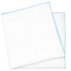 BELLUNO White Pocket Square with Embroidered Pastel Blue Edge