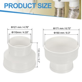 PATIKIL 6" to 4" Duct Reducer, PVC Pipe Increaser Adapter Ducting Airflow Tube Pipe Fitting for DWV (Drain, Waste and Vent) Ventilation Ducting, White