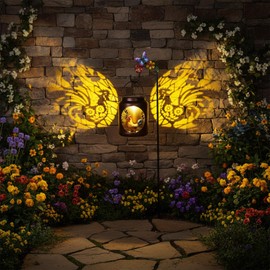 Solar Lanterns Outdoor Waterproof Metal Rooster Patterns with Resin Rooster Inside Garden Decor Gifts for Women Mom Grandma Hanging Solar Lights Decoration Outside for Yard, Patio, Backyard, Porch